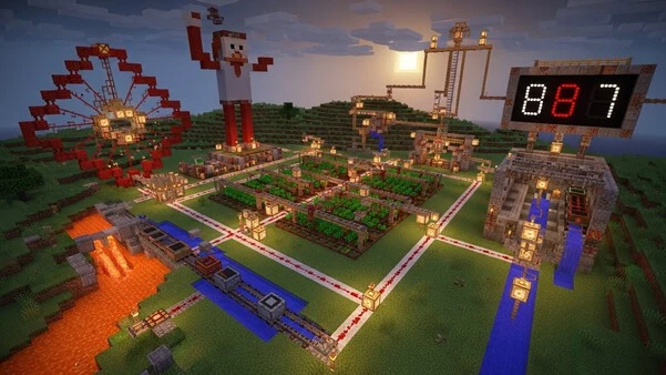 Auto wheat farm powered by minecraft redstone builds and water sweeps