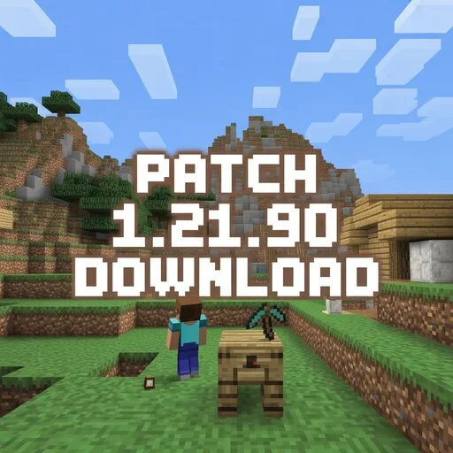 Minecraft Patch 1.21.90 download screenshot showing new features, bug fixes, and update improvements for PC and mobile