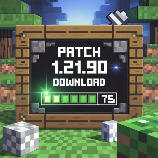 Minecraft Patch 1.21.90 download screenshot showing new features, bug fixes, and update improvements for PC and mobile