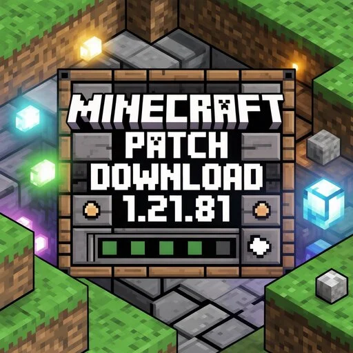 Minecraft Patch Download 1.21.81 update screen showing official Bedrock bug fixes and performance improvements