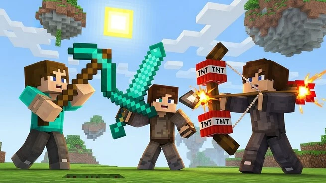 Minecraft gun mods download showing modern weapons added to the Minecraft world