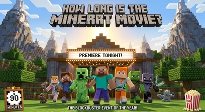 How long is the Minecraft movie runtime displayed on screen
