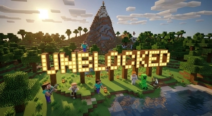 Minecraft Unblocked browser gameplay on a Chromebook with creative block building