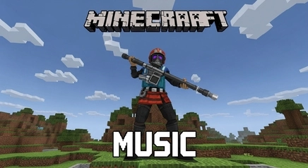 Minecraft music playing during survival gameplay with calm ambient soundtrack and iconic Minecraft scenery