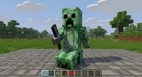Minecraft Creeper mob standing in the Overworld ready to explode
