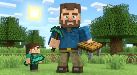 Minecraft Dad playing Minecraft with kids and building a family world together