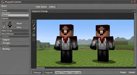 Minecraft skin editor showing 2D skin layout and 3D player preview
