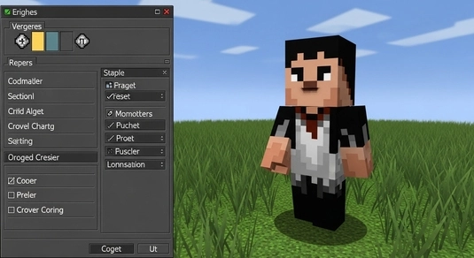 Minecraft skin editor showing 2D skin layout and 3D player preview