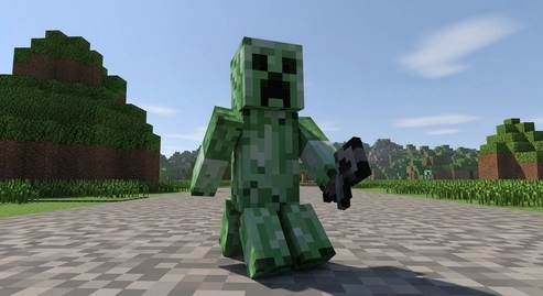 Minecraft Creeper mob standing in the Overworld ready to explode