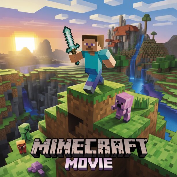 Minecraft Movie 2026 poster featuring Steve, Alex, and the Ender Dragon in the Overworld