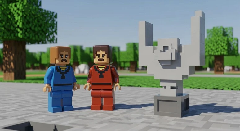 LEGO Minecraft building set with characters and blocks