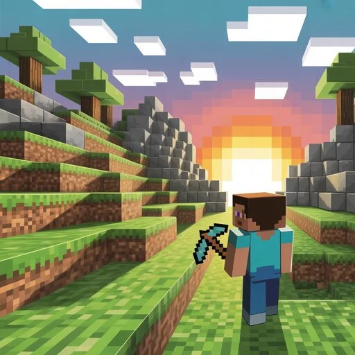 لعبة ماين كرافت تظهر البناء والاستكشاف في عالم مفتوح مليء بالمغامرات