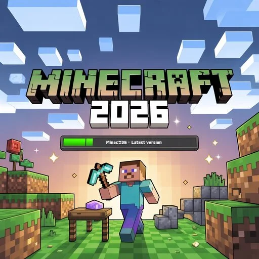 واجهة ماين كرافت اخر اصدار 2026 مع شخصيات ومباني حديثة